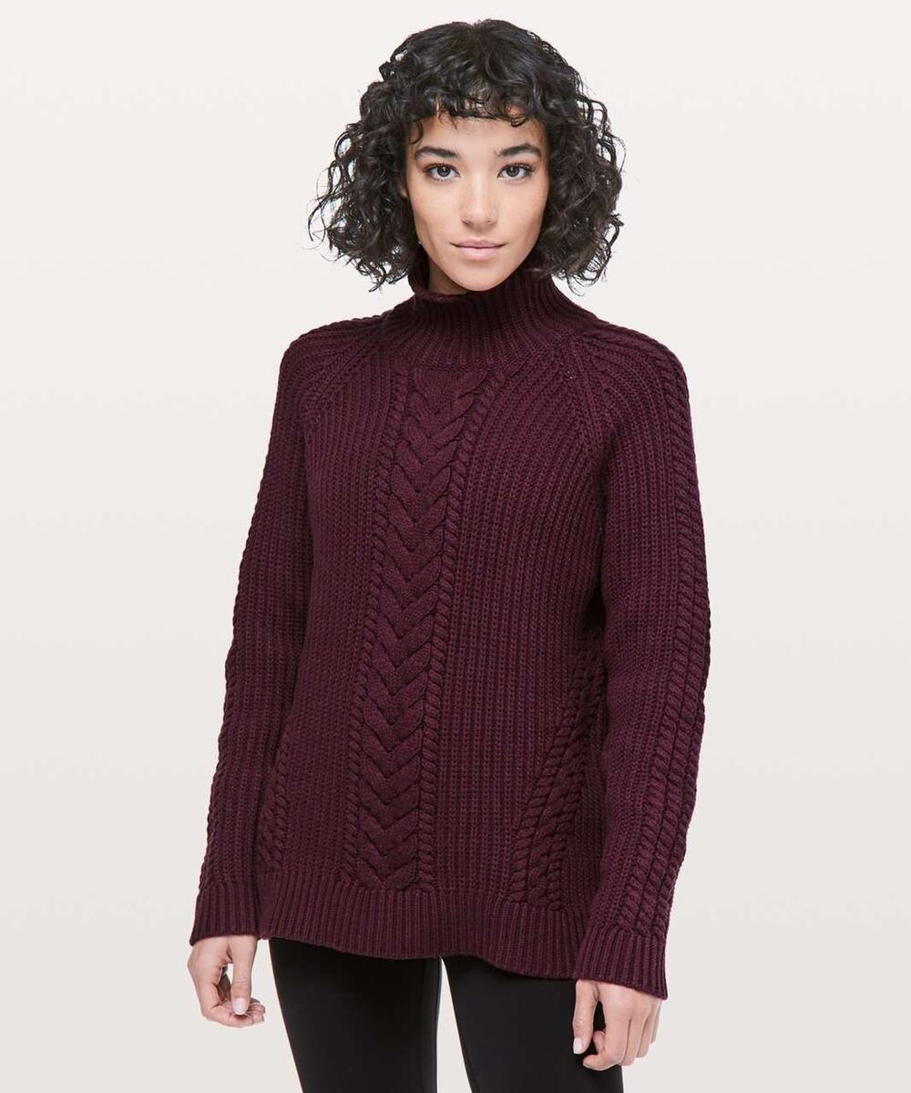 Lululemon Bring The Cozy Turtleneck Sweater 10 Cable Knit Oversized Cozy